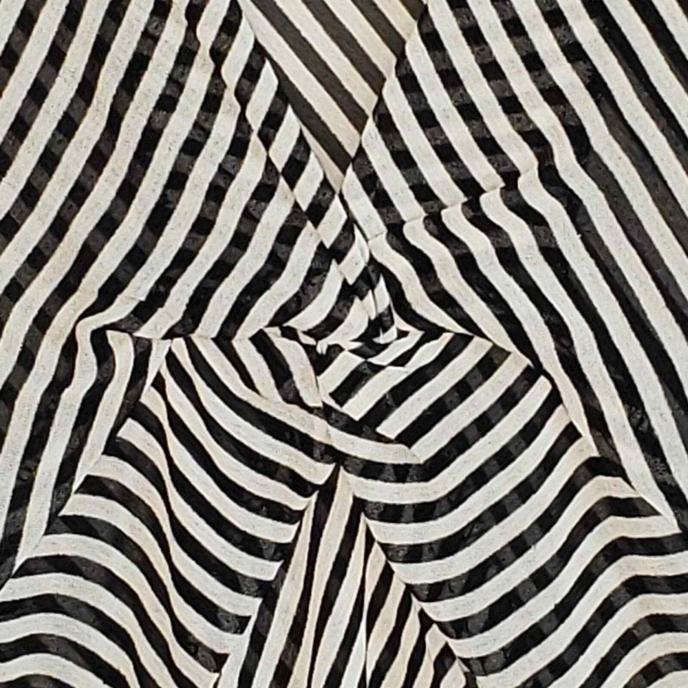 Sheer Striped Blouse Top Career Casual‎ Elegant Party Black White - Picture 3 of 6